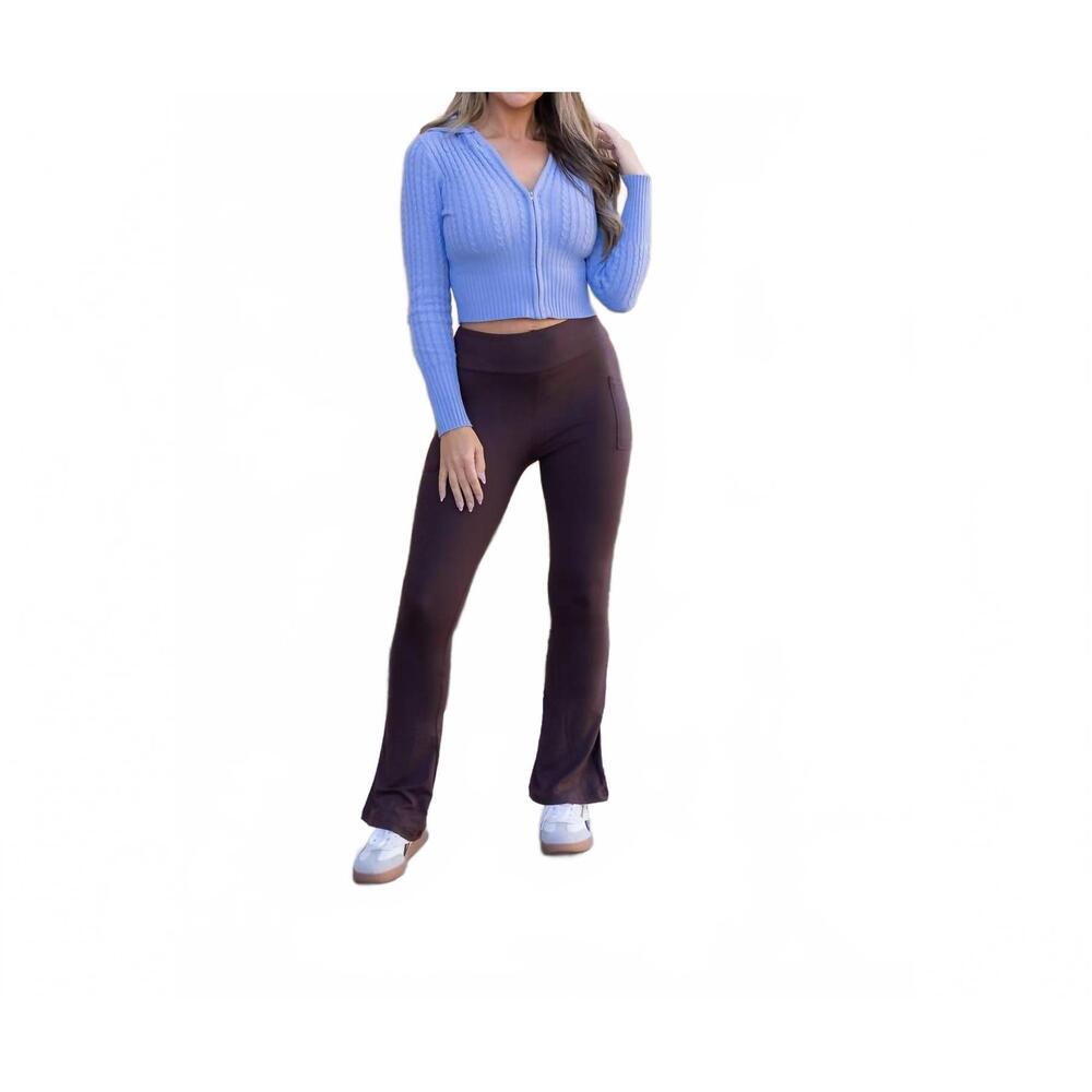 NEW JULIA ROSE the flare leggings in brown